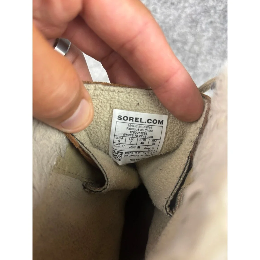 Sorel Explorer Joan Winter Boots Womens 9 Tan Waterproof Faux Fur NL2745-286